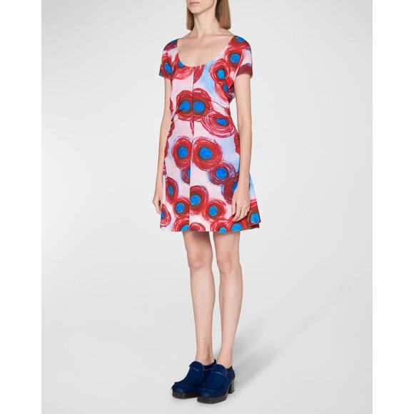 New Marni Dres 42 Abstract Dot Print Mini Buchi Rossi Envers Satin Lacquer - Picture 2 of 7